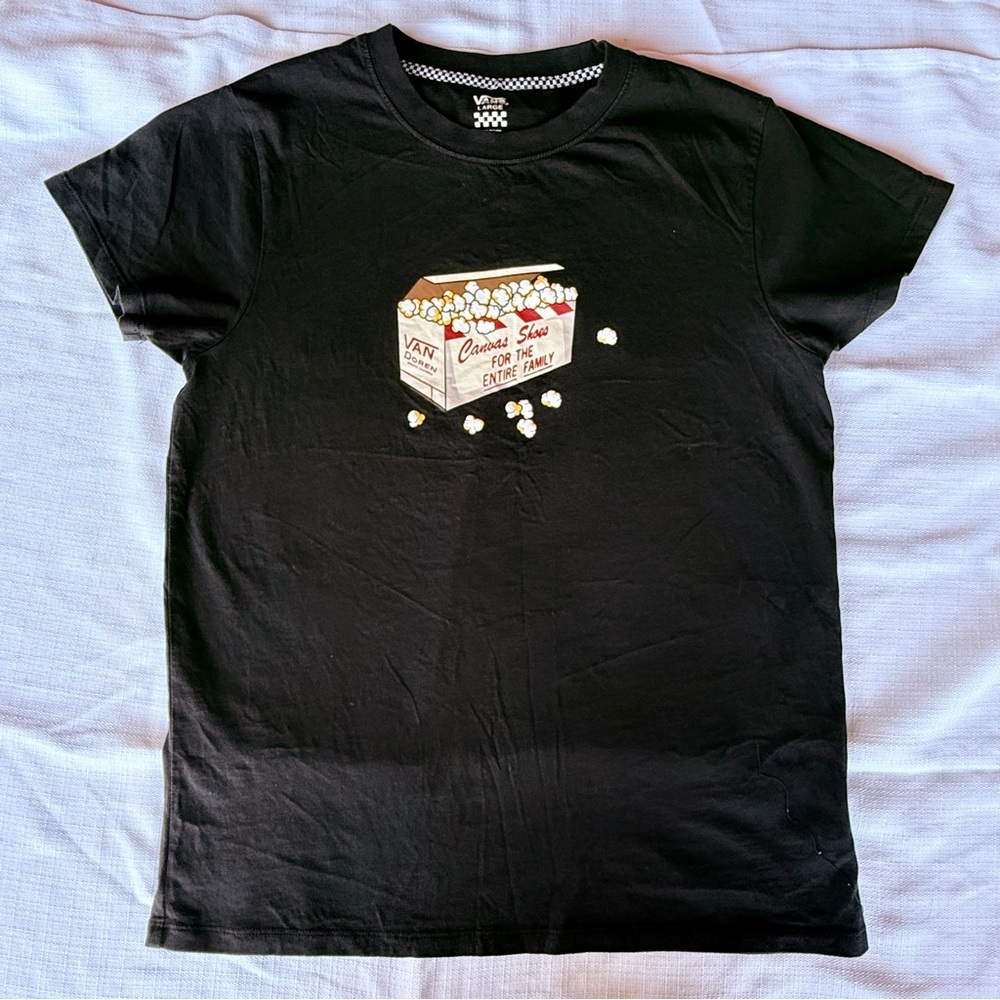 Van's Skate Black Graphic Popcorn Box Tee Juniors Size Large